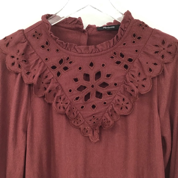 Madewell Embroidered Ruffled Flannel Mini Dress - Picture 3 of 13